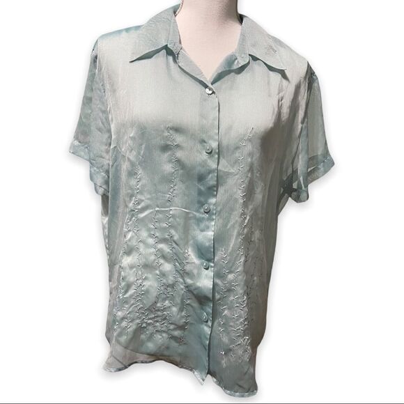 Kathie Lee Button Down Sheer Top Women's Size XL - Picture 2 of 6